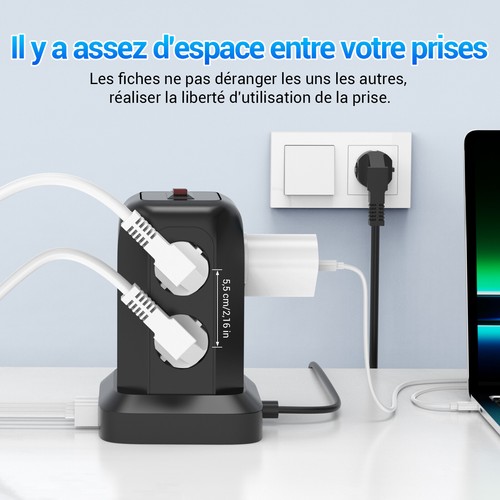 8 Fach Steckdosenleiste 4 USB Mehrfachsteckdose Steckdosenturm Multi Steckdosen - Bild 4 von 15