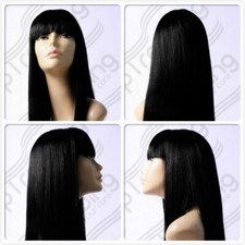 HIGH HEAT RESISTANT HAIR OFF BLACK DRAG QUEEN LADY WOMEN'S DAILY FULL WIG UK