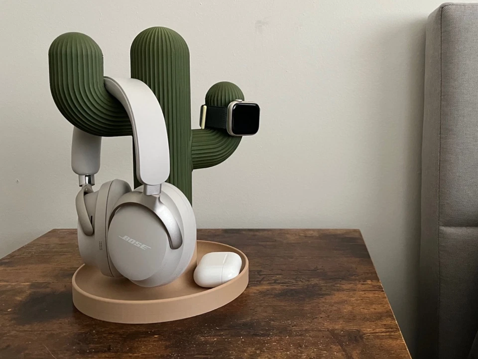 Soporte para auriculares y soporte para reloj Cactus - Organizador de escritorio para AirPods, Apple Watch. Foto 2 de 2