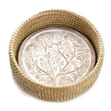 Bread Basket with Terracotta Warmer, Serving Basket, 11.5" W x 11.5" L x 3.5" 