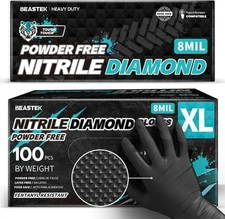 Beastek 8Mil Nitrile Gloves, 100Pcs Chemical Resistant Black