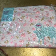 Carters Vintage Baby Receiving Blanket NWT Mid Century Nursery Pink Green  36x36