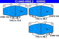 Vorderachse ATE 13.0460-5992.2 Bremsbelagsatz, Scheibenbremse FüR Toyota