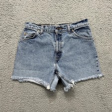 VTG Levi's 950 Cutoff Shorts Womens 11 Faded Denim Orange tab Frayed Hem 90s