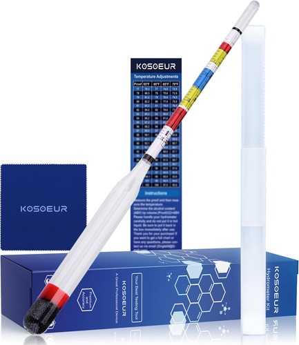 Triple Scale Hydrometer, Alcohol Hydrometer for Wine, Mead, Kombucha & Beer, ...