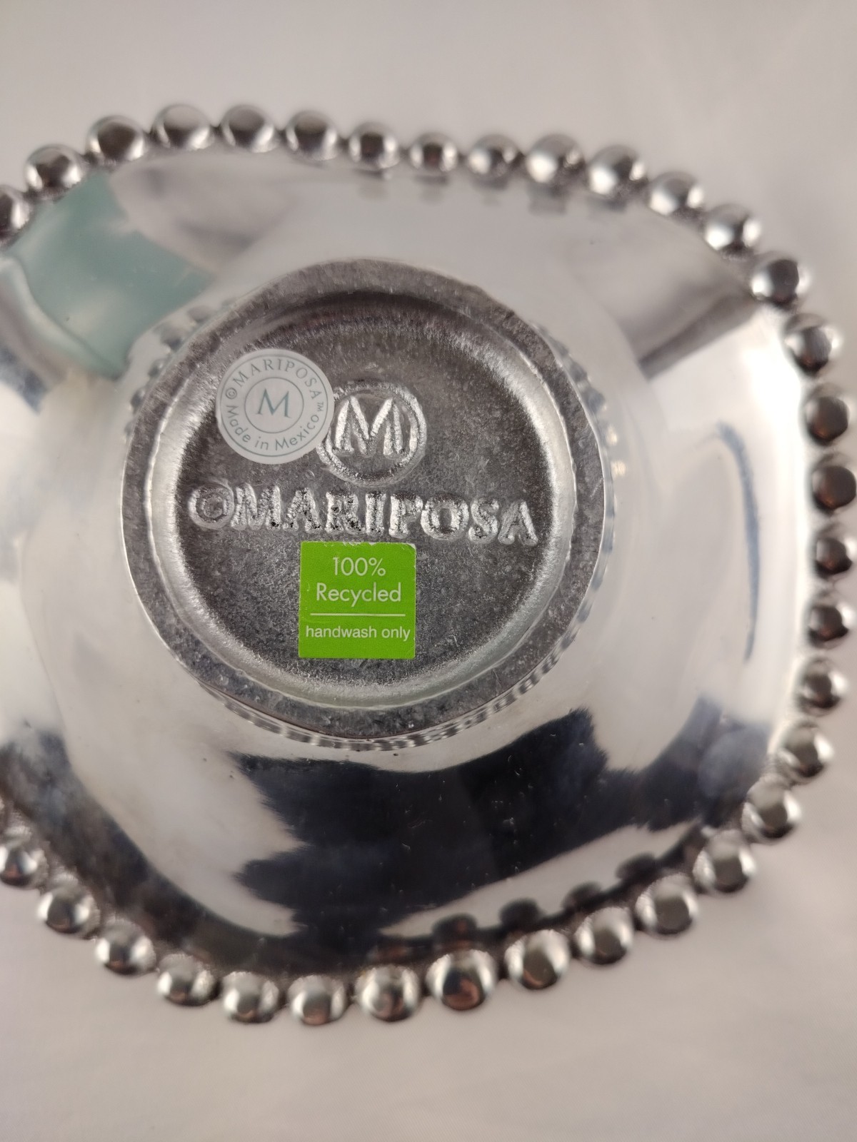 Mariposa Brillante Beaded Pearl Organic Edge Bowl For Nuts And Dips 7”