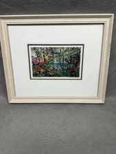 VINTAGE ART PRINT "COASTAL GARDEN" BY EILEEN SEITZ SIGNED MATTED & FRAMED
