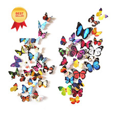 80pcs Butterfly Wall Decor - Plastic Butterflies Wings Foldable Colorful