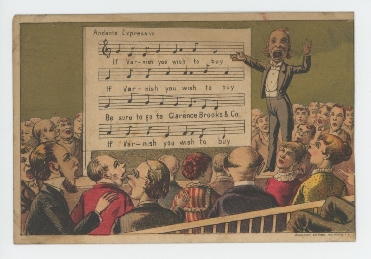 Mr Fancy Cancel Clarence Brooks & Co Varnish Vintage Ad Card #1951