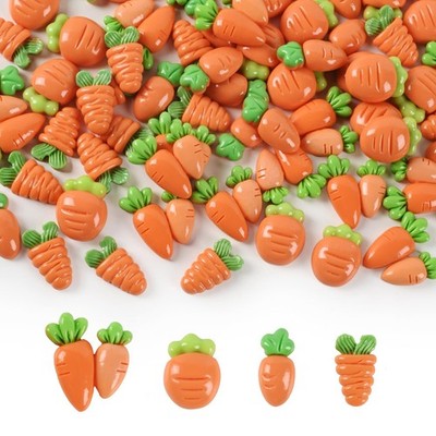 80pcs Easter Carrot Decoration Artificial Carrot Resin Flatback Vegetable Emb...