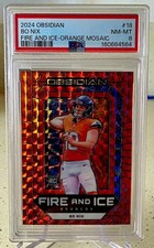 2024 Panini Obsidian - Bo Nix Rookie Fire and Ice Orange Mosaic #18 PSA 8 (RC)