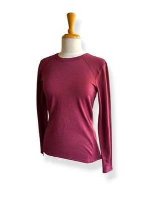 NWT $90 AETHER Merino Crew WK 1002 Burgundy Wine Top Size 2