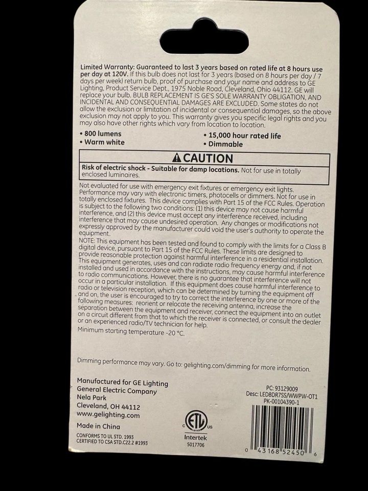 2 PK GE Specialty LED 50 Watt EQ T9 Warm White Dimmable Light Bulb R7s Recessed - Image 4 of 4