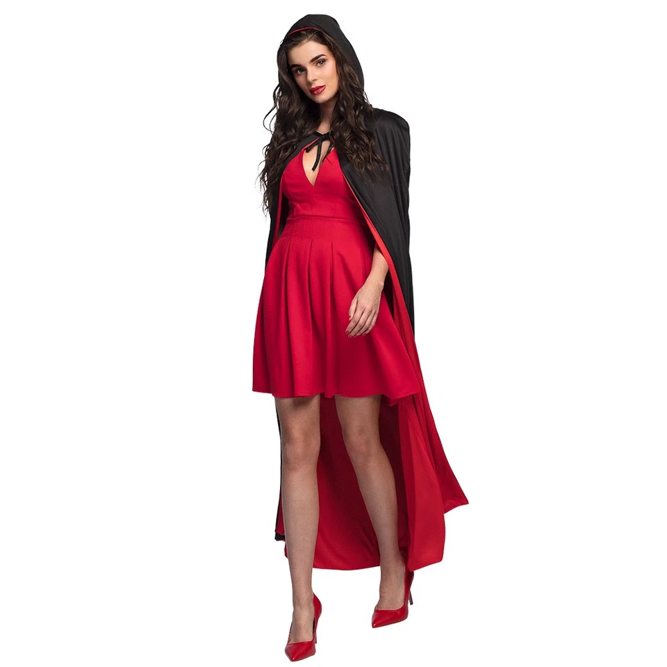 Halloween Vampiumhang Umhang Twilight schwarz rot Cape Wendecape mit Kapuze  - Bild 1 von 4