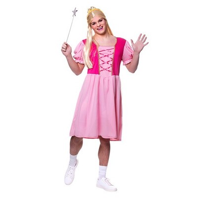 Lustiges Prinzessin Kostüm für Herren Junggesellenabschied rosa Kostüm Outfit