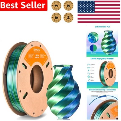 Silk Dual Color PLA Filament 1.75mm Blue Green 250g Tangle-Free 3D Printer Spool