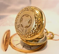 Pocket Watch Chain Sovereign Case Fob Antique 1910s Ornate Chunky Brass Fob