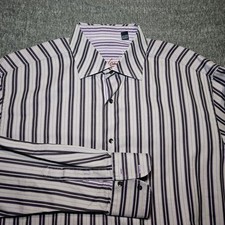 Robert Graham Button Up Shirt Mens XL Purple Stripe Flip Cuff