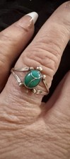 Sterling Silver 925 Tourquoise Dainty Accent Ring So Cute Boho Hippie 8.25 Size