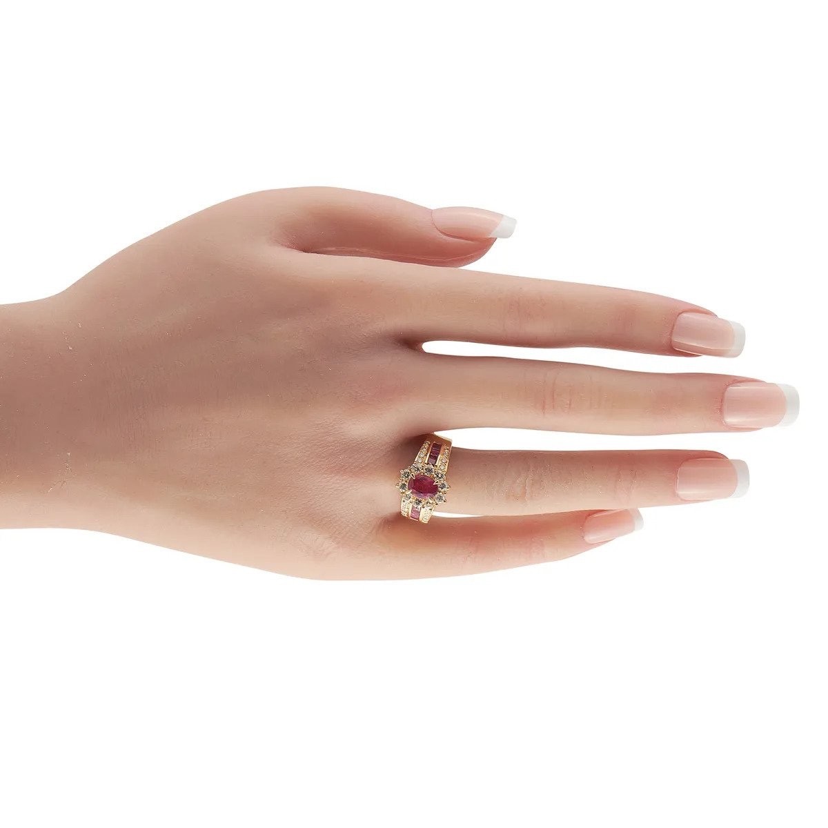 18K Yellow Gold 1.08ct Diamond & Ruby Ring - image 3