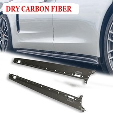 Dry Carbon Fiber Side Skirts Lip Spoiler For Porsche Panamera 971 17-23 Long