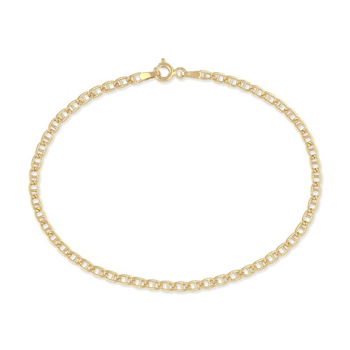 9ct Yellow Gold Flat Mariner Bracelet 7.5" Solid Gold Hallmarked Gift