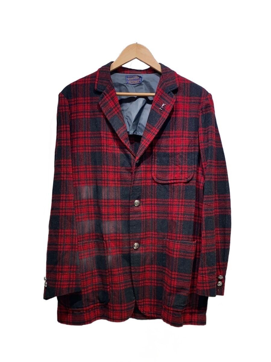 Pendleton Wool Check Shirt Jacket Red Tailored 40… - image 1