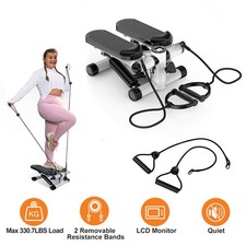 Stepper For Exercise Mini Fitness Stepper With 2 Resistance Bands LCD Monitor Ma