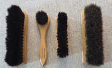 Lot of 4 100 Horsehair Brush Shoe Polishing Wooden Handles 1 Kiwi W. Germany