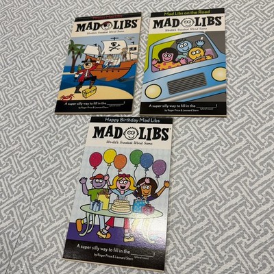 Lot of 3 Mad Libs Activity Books: Happy Birthday, Pirate, & On the Road - NEW 