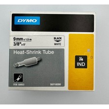 DYMO Rhino 18053 Heat-Shrink Tube Label Tape 3/8" 9mm White Industrial IND NIB