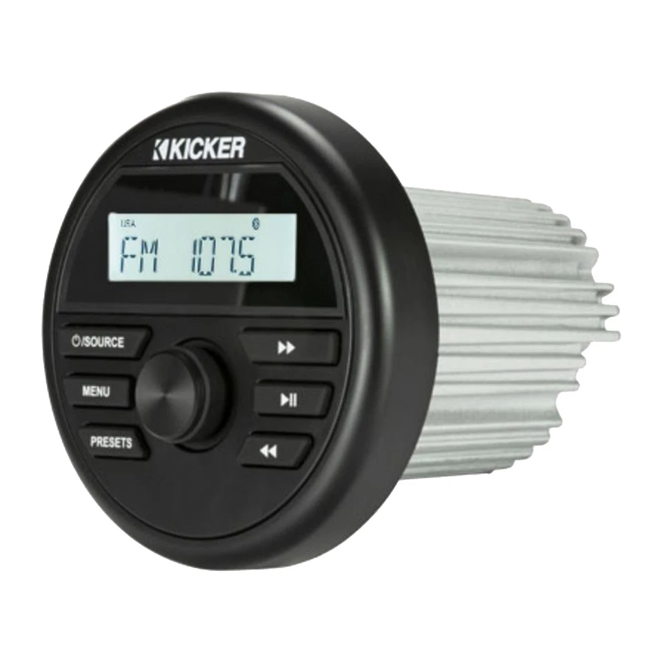 Kicker Boat Bluetooth Gauge Style Receiver, 2x 6.5" 150W Speaker, Antenna, Wire - Image 2 of 4