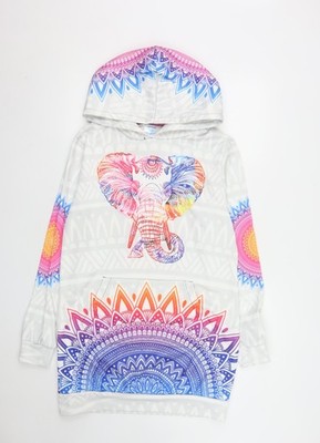 Yes We Vibe Unisex Pullover Hoodie bunt Elefant Grafik Medium