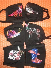 Washable Face Masks Animal Print Applique Lot of 6