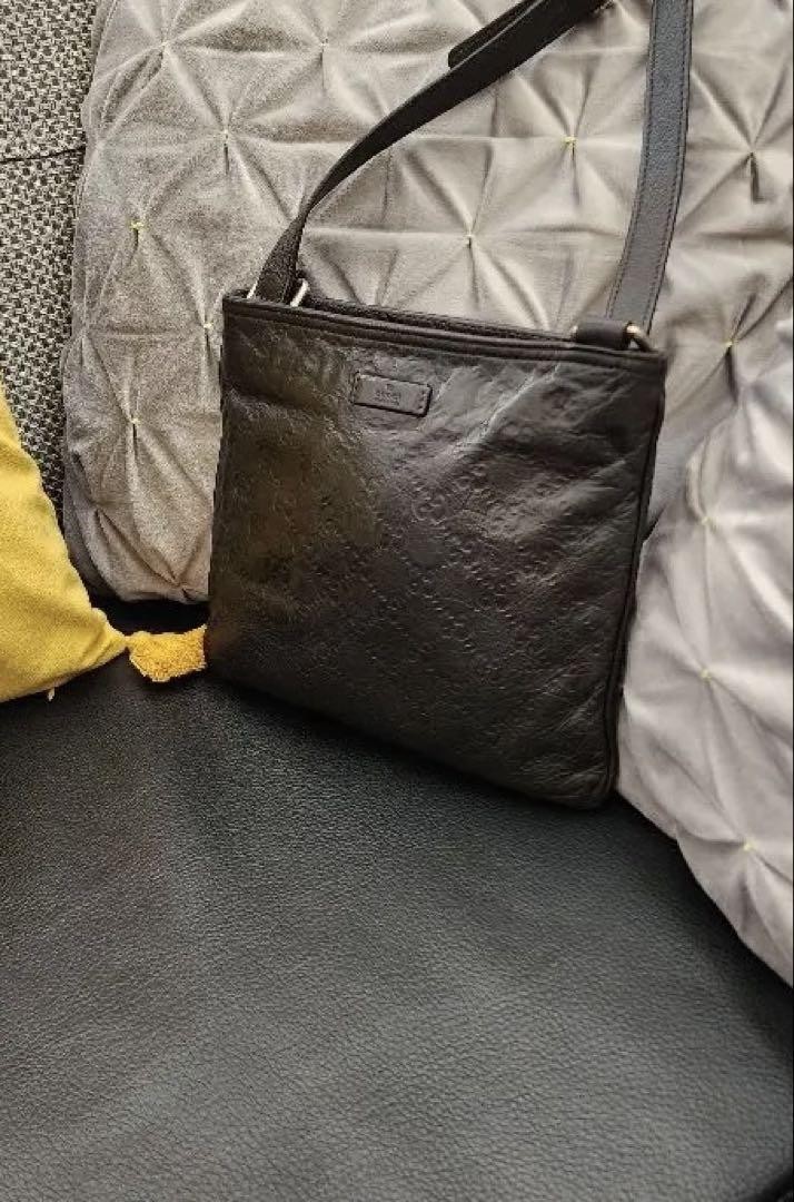 GUCCI GG Sima Dark Brown Leather Shoulder Bag Authentic F06181594