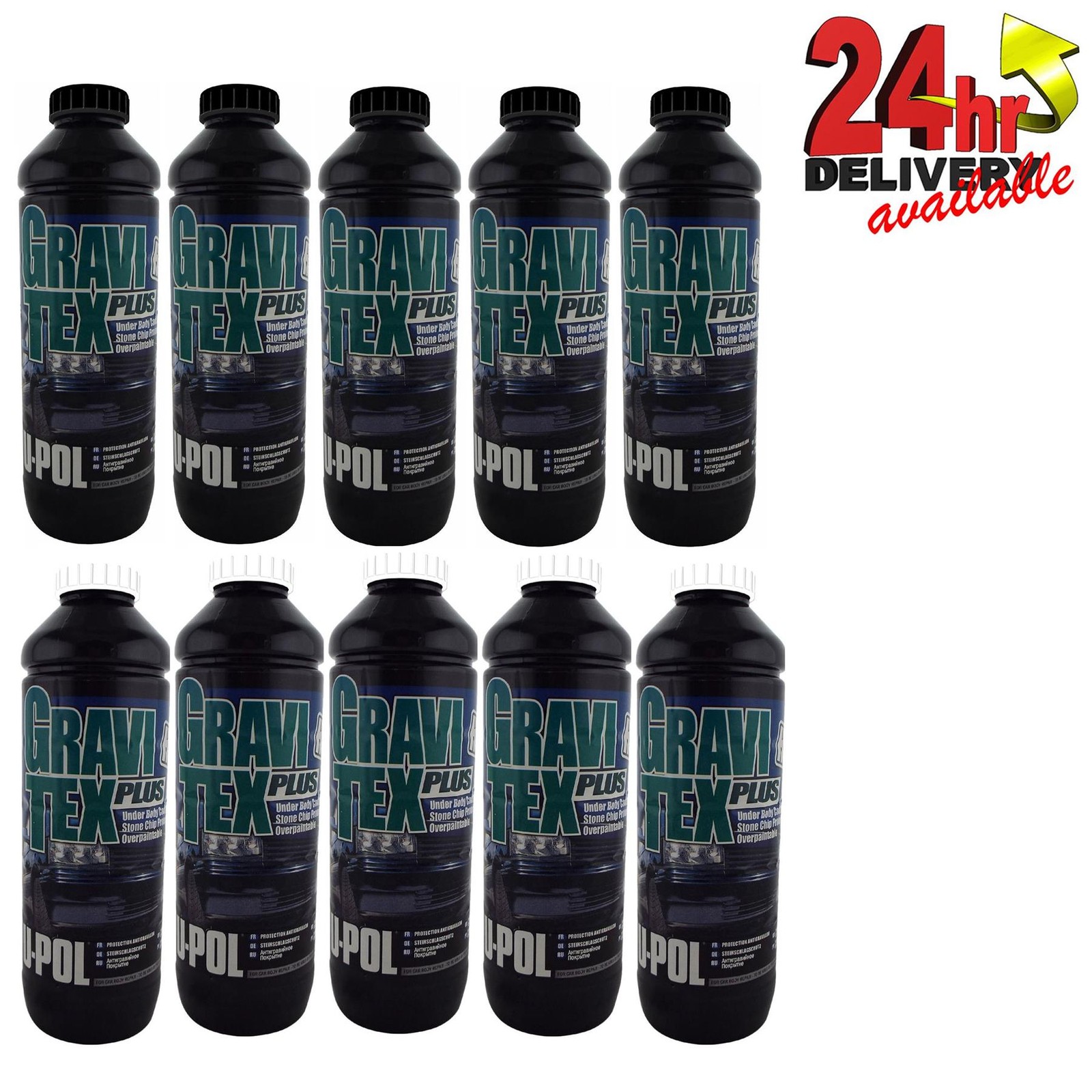 Upol GRAVITEX Stone Chip Overpaintable 10 Litre 5 x black 5 x white U-Pol