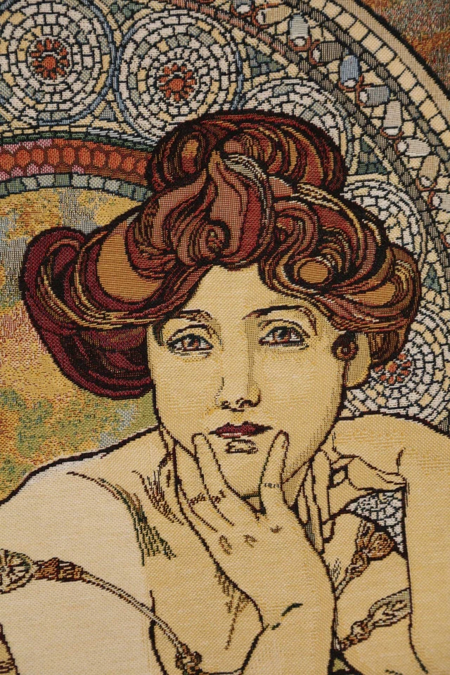 Tapiz europeo Mucha Topaze - Piedras preciosas - Topacio - Tejido jacquard Foto 3 de 4