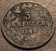 1844 German States Bavaria 3 Kreuzer Low Mintage Silver Nice Free Shipping