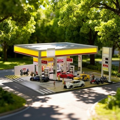 1/64 Diorama Diecast Car Garage Model LED Light Parking Lot Display Case Gift US