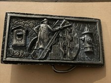 VTG Firefighter Belt Buckle Bronze Tone 1970s Stamped Tiffany Studio New York