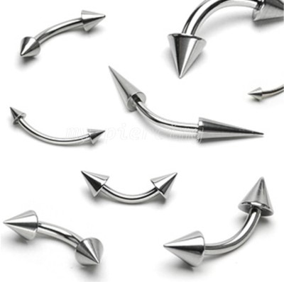 20G 18G 16G 14G 316L Surgical Steel Spike End Curved Barbell Eyebrow Ring