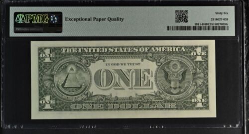Binary Seven Of A Kind Fancy Serial Numbers 4s 7s $1 Note PMG 66 UNCIRCULATED - Picture 3 of 4