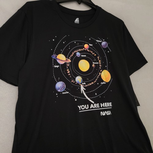 NASA SOLAR SYSTEM T SHIRT MENS 2XL XXL BLACK SPACE ORBIT PLANETS EARTH STARS NWT - Picture 11 of 15