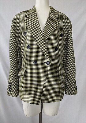 Vintage 1980s Escada Jacket Black & Yellow Check Margaretha Vintage 1980s Escada Jacket Black & Yellow Check Margaretha