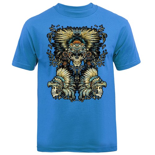 T-shirt grafica Aztec Skulls nativi americani - Foto 15 di 17