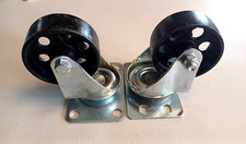 Lot of 2 Industrial Metal Swivel Pivot 2-1/2" X 1" Plate Wheels / Casters