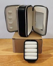 Black Double Layer Travel Jewelry Box: Necklace Storage, Ring Storage, Mirror