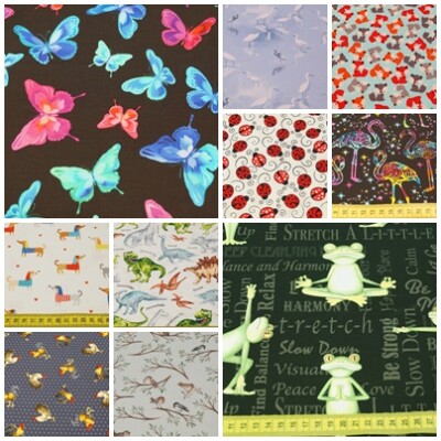 =Patchworkstoff  50x112cm 100% Baumwolle Thema Tiere Störche Füchse Flamingos Fr