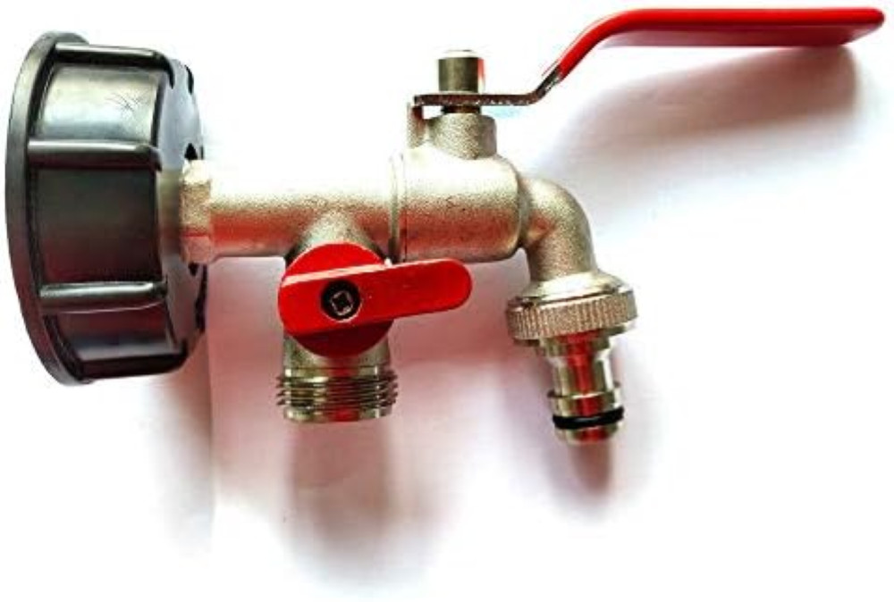 Adattatore Cisterna IBC S60X6 Doppio Rubinetto da 1/2 Pollice