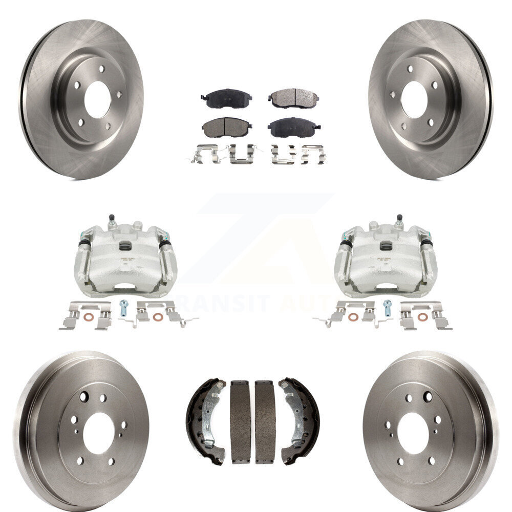 Front Rear Disc Brake Caliper Rotor Drum Semi-Metallic Pad Kit Nissan Sentra